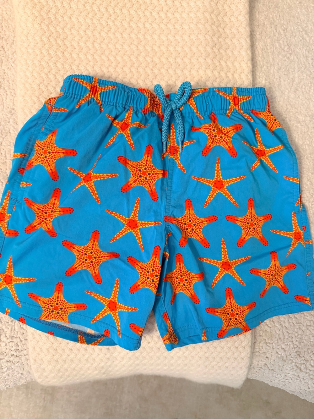Vilebrequin Kids Swim Trunks - Turquoise with Orange Starfish